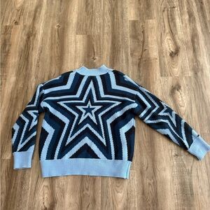 Blue Star Pattern Sweater Size Small | Graphic Knit Cozy Sweater